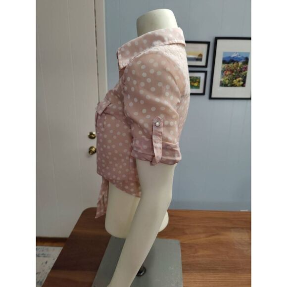 Bongo Polka Dot Button Down Blouse - Picture 2 of 6